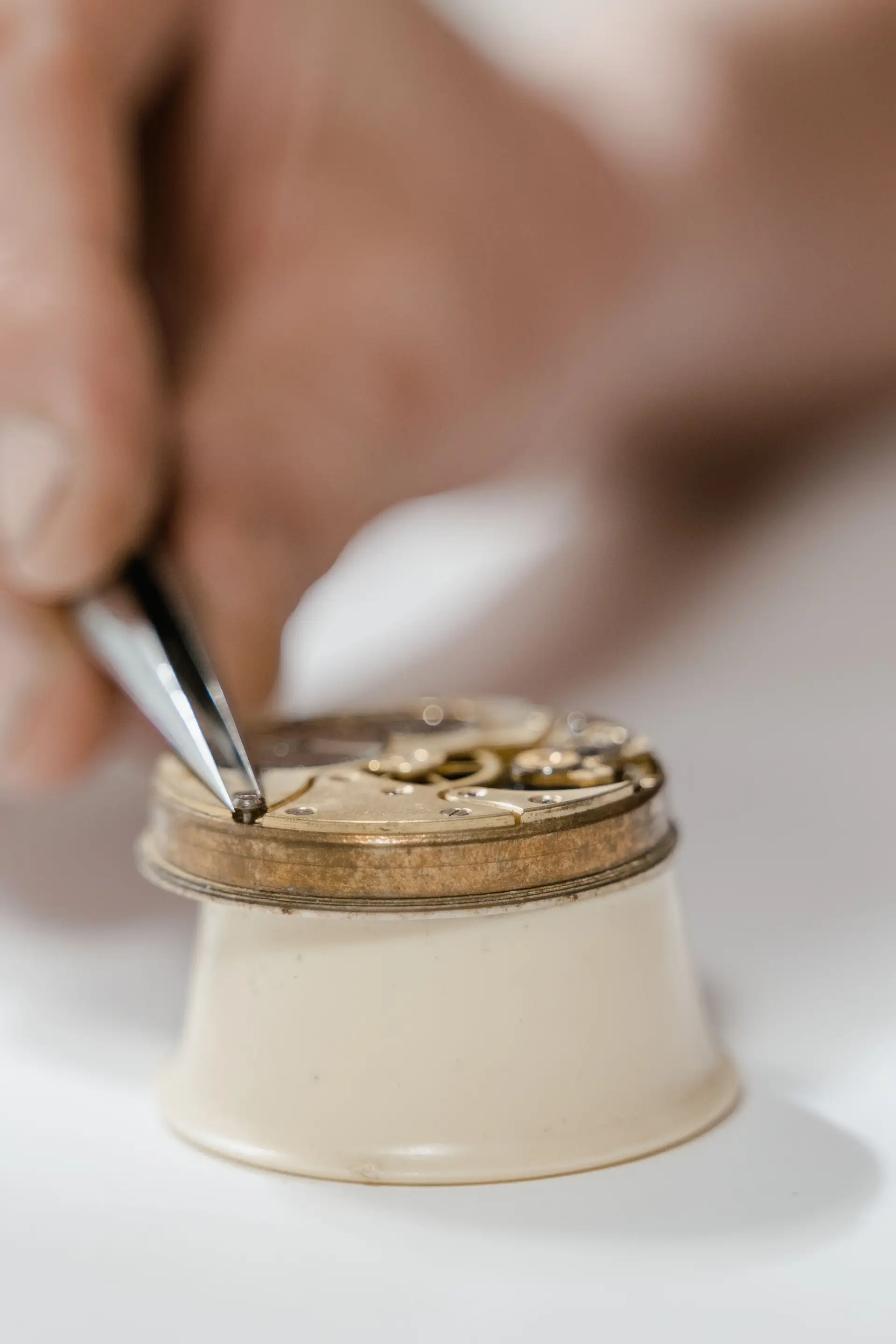 Precision tool working on a watch movement